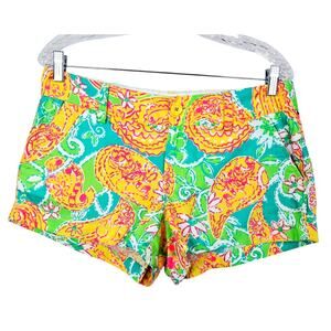Lilly Pulitzer Women's Size 8 The Walsh Short 100% Cotton Green Yellow #925
